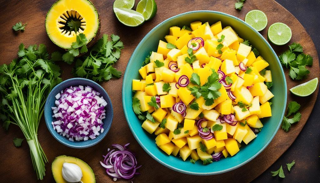 Fresh Pineapple Mango Salsa Preparation