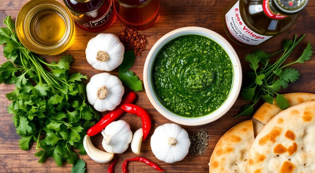 Key ingredients chimichurri pizza sauce