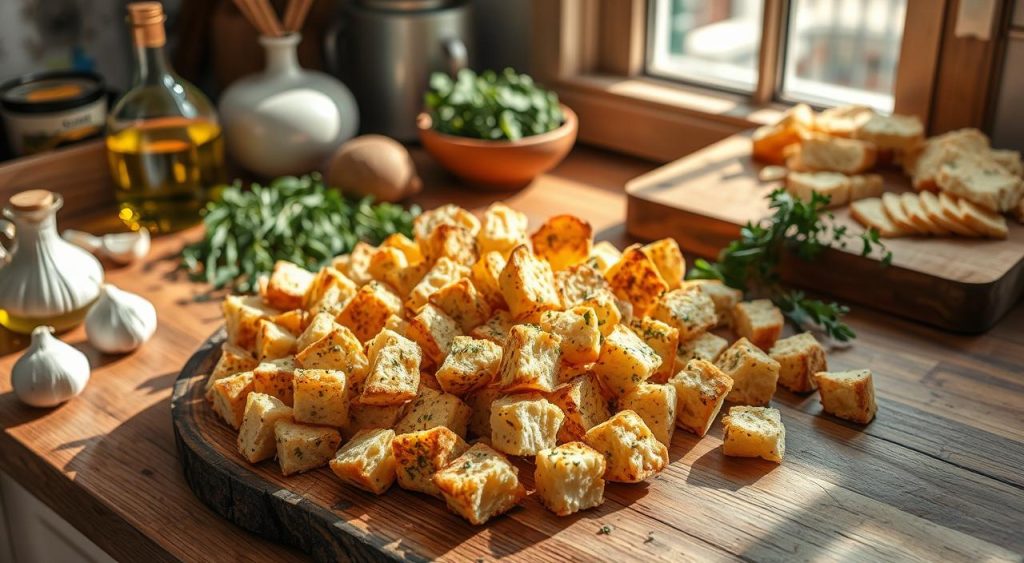 Prepare vegan croutons