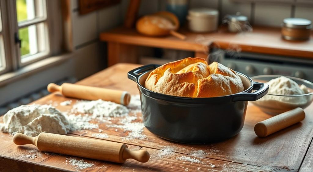 baking bread in a cocatte