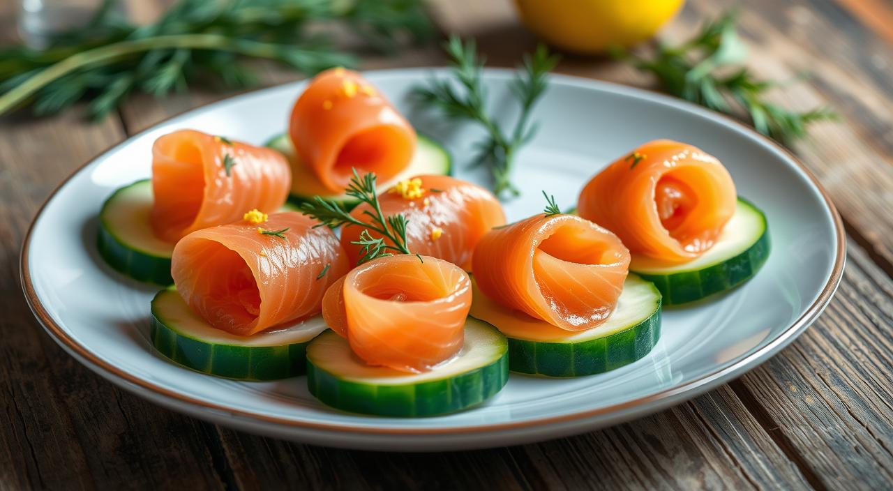 chatelaine smoked salmon roll on cucumber recipe