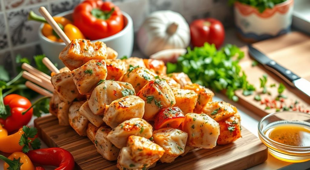 chicken kebab preparation