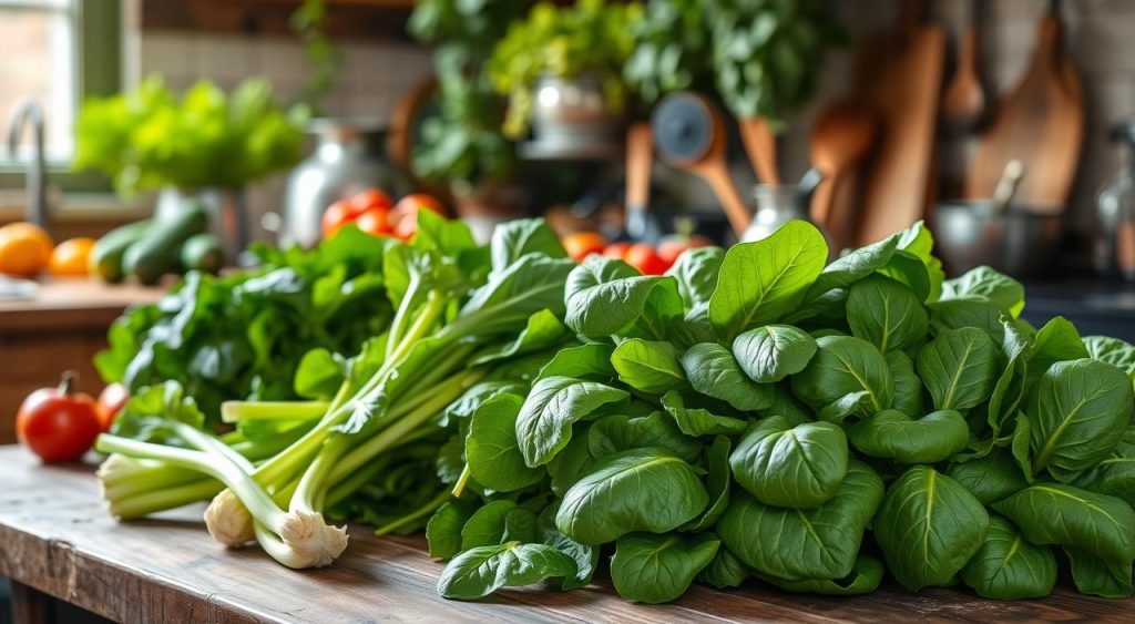 cooking with fresh greens