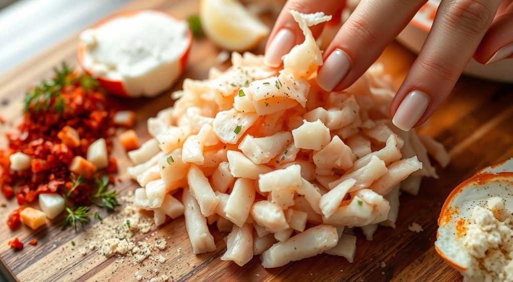 crab meat preparation for crab balls