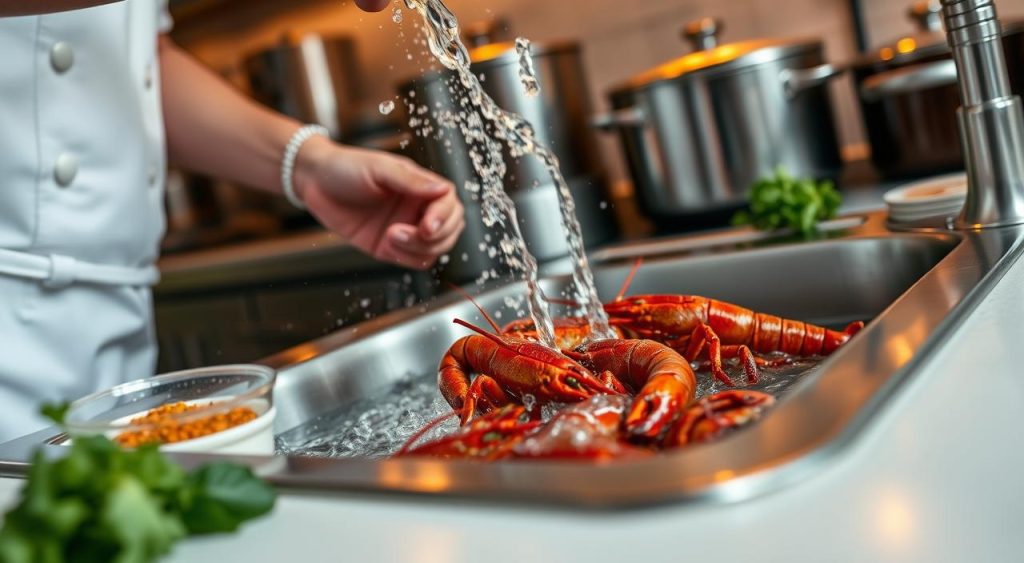 crawfish cleaning and cooking process