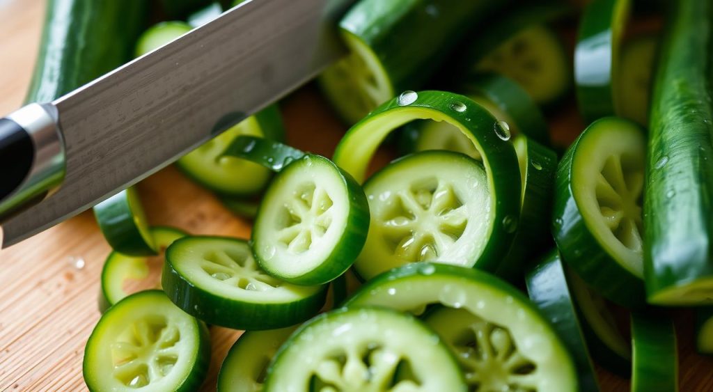 cucumber preparation for making cucumber rolls