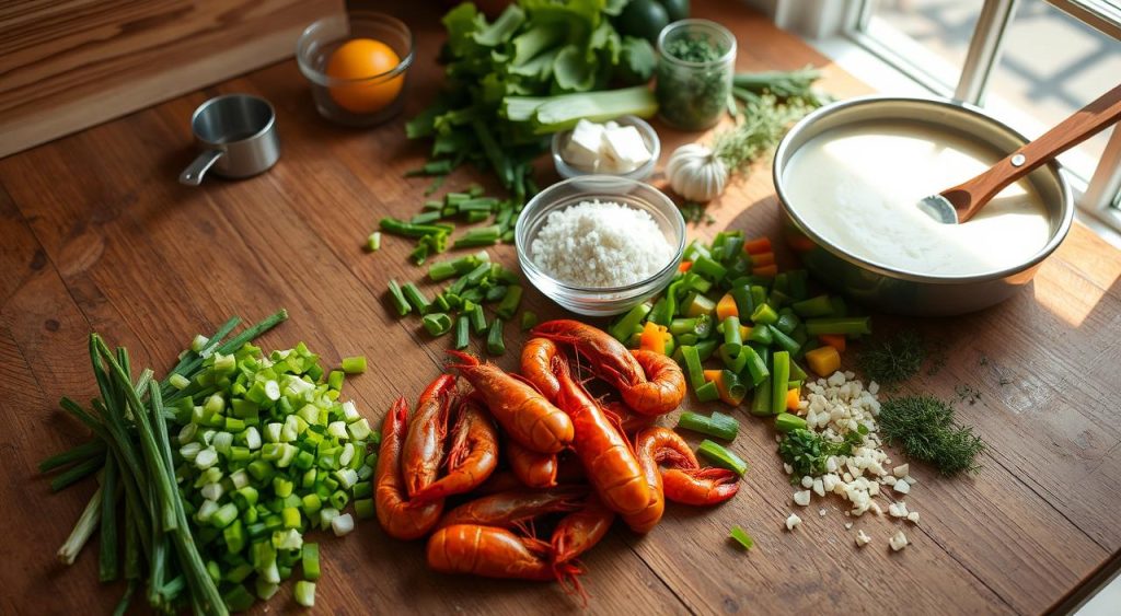 filling preparation for crawfish pie