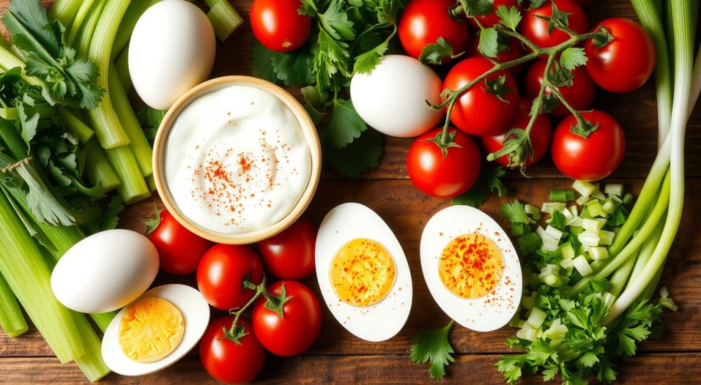 fresh ingredients for egg salad