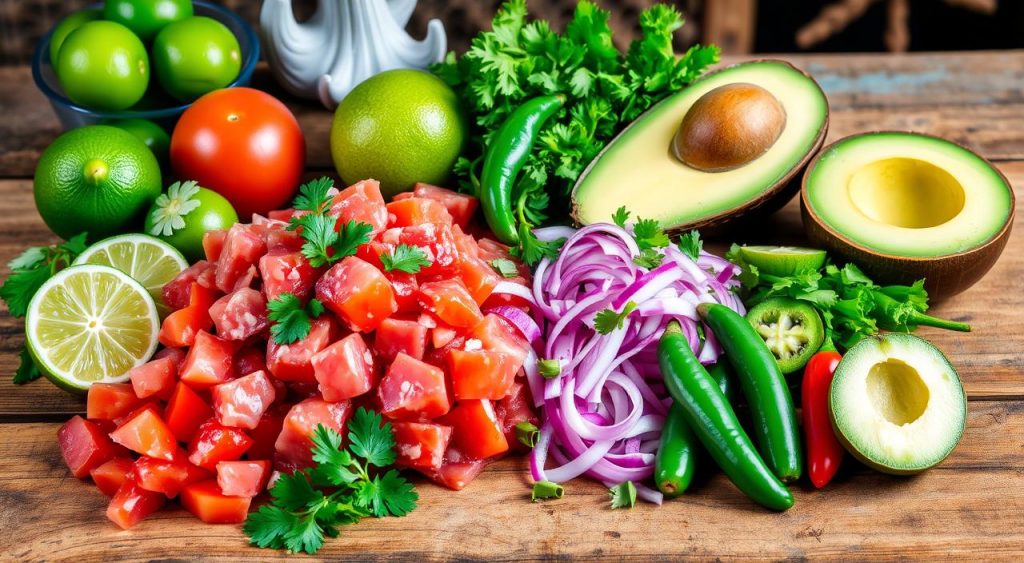 fresh tuna ceviche ingredients