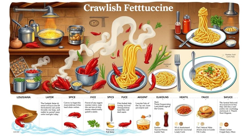 history of crawfish fettuccine