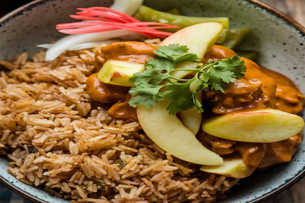 Curry apple and deep-fried rice recipe

