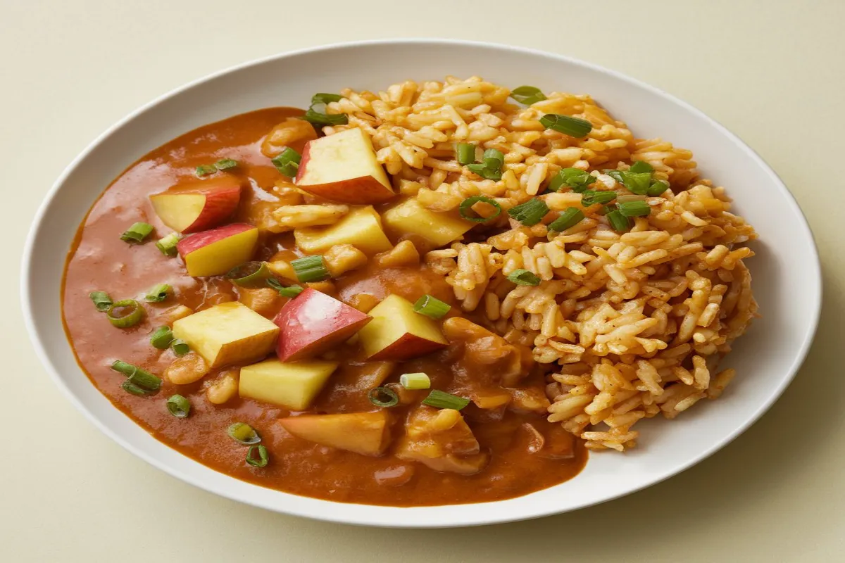 Curry apple and deep-fried rice recipe

