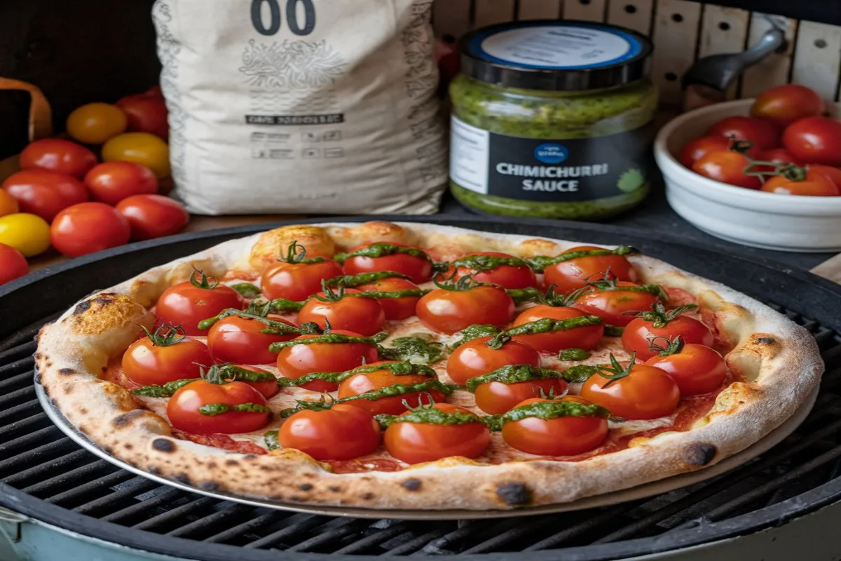 pizza dough recipe using 00 flour whole tomatoes and chimichurri