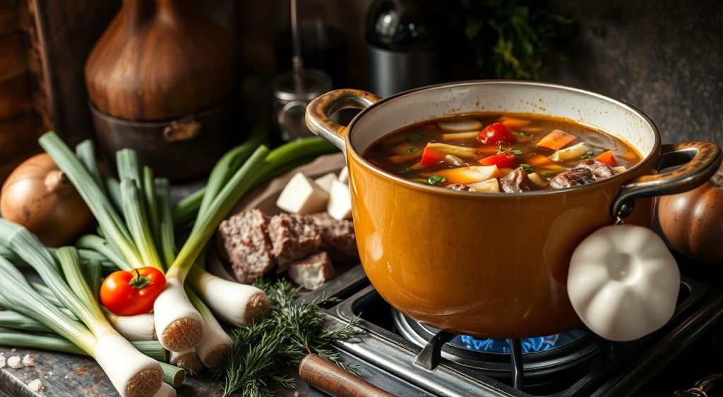 introduction to leek and beef soup