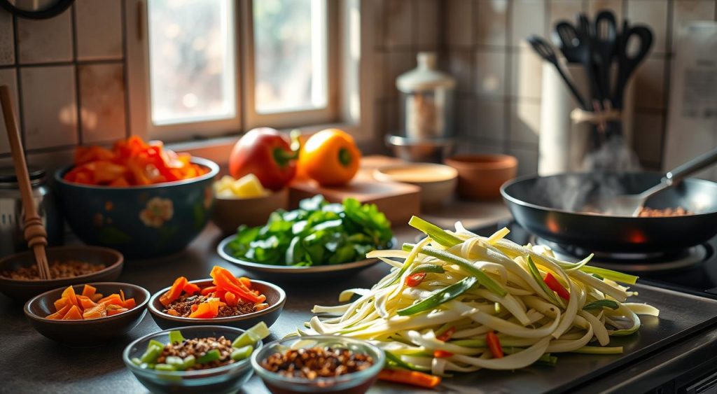 lotus stem stir fry preparation