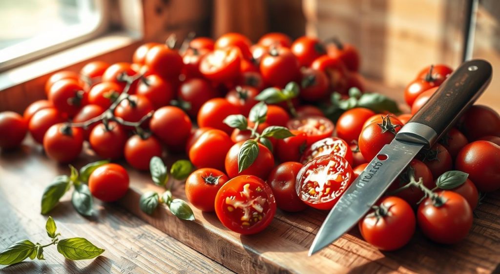 preparing cherry tomatoes