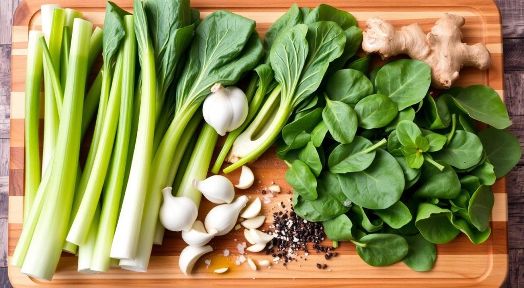 recipe ingredients for celery bok choi spinach