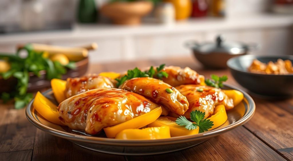 recipes using kraft asian dressing chicken and yellow peppers