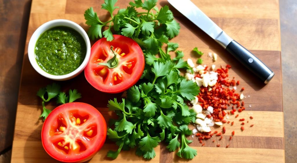 tomato halves chimichurri ingredients