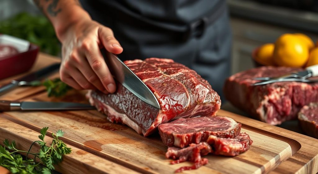 trimming beef short ribs