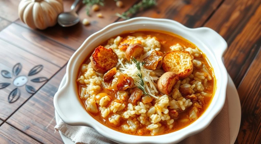 French onion soup rice dish