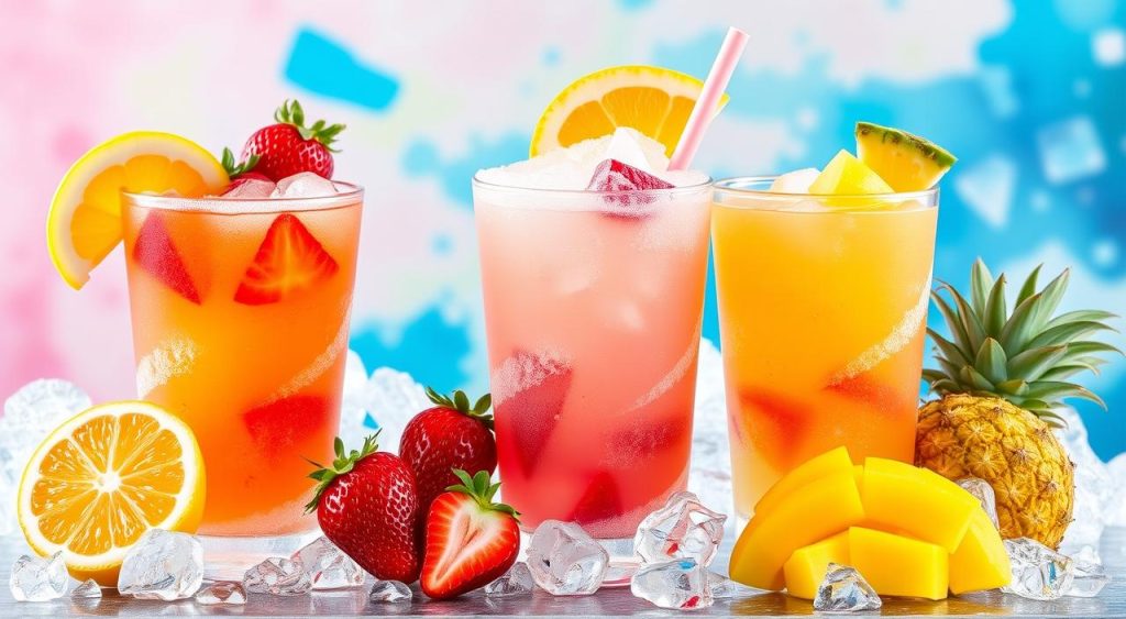 Frozen cocktail variations with fruits