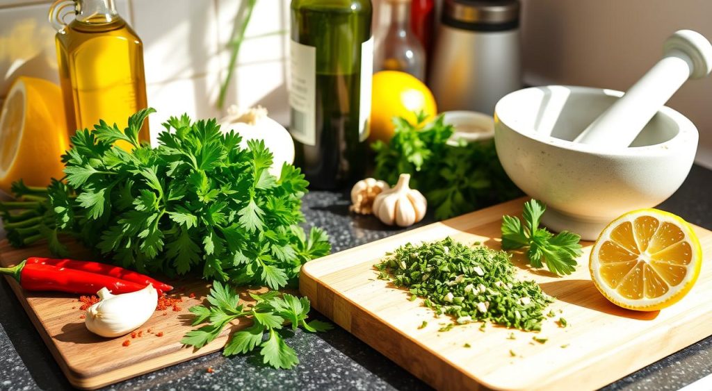 chimichurri pizza sauce preparation