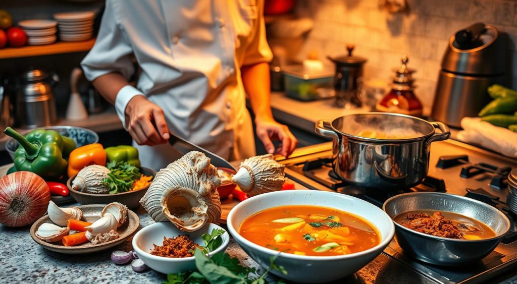 cooking techniques for sopa de caracol