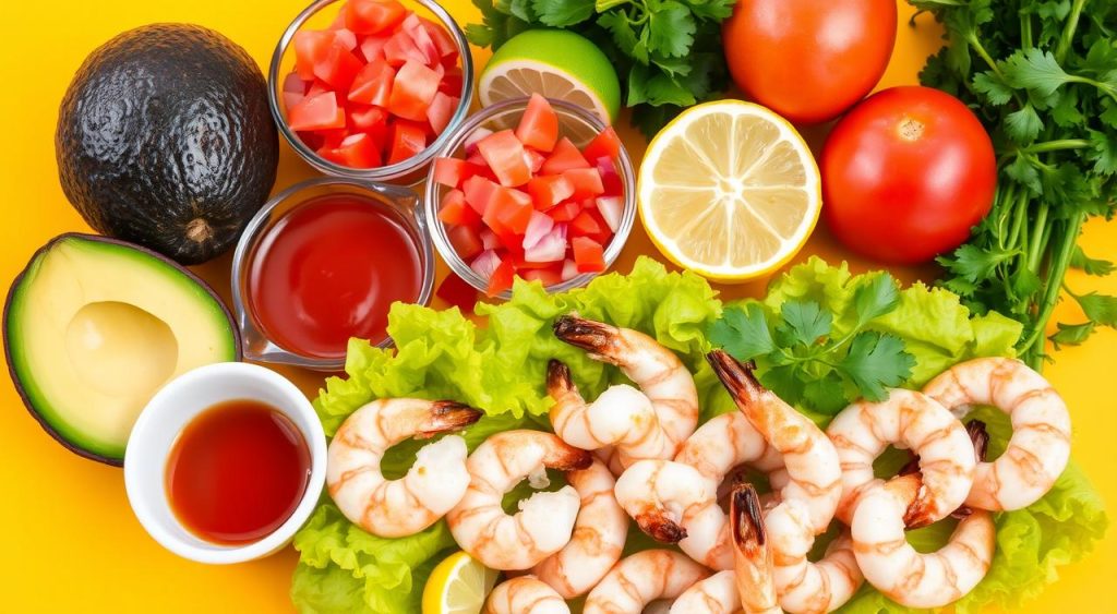 ingredients for Colombian shrimp cocktail