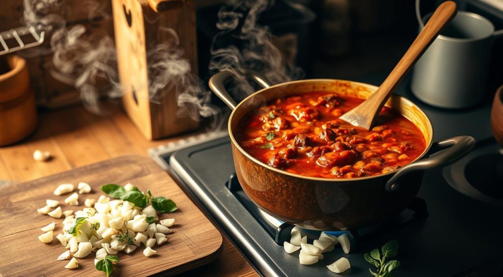 making meat sauce