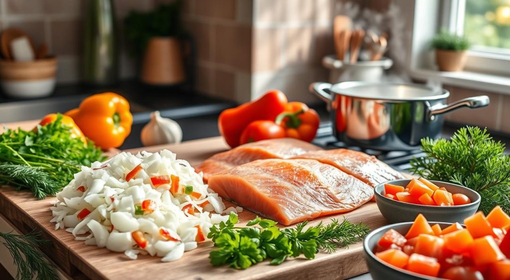 salmon stew preparation