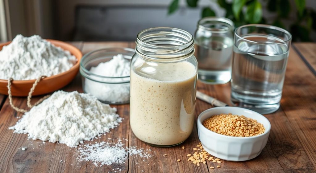 sourdough starter and bun ingredients